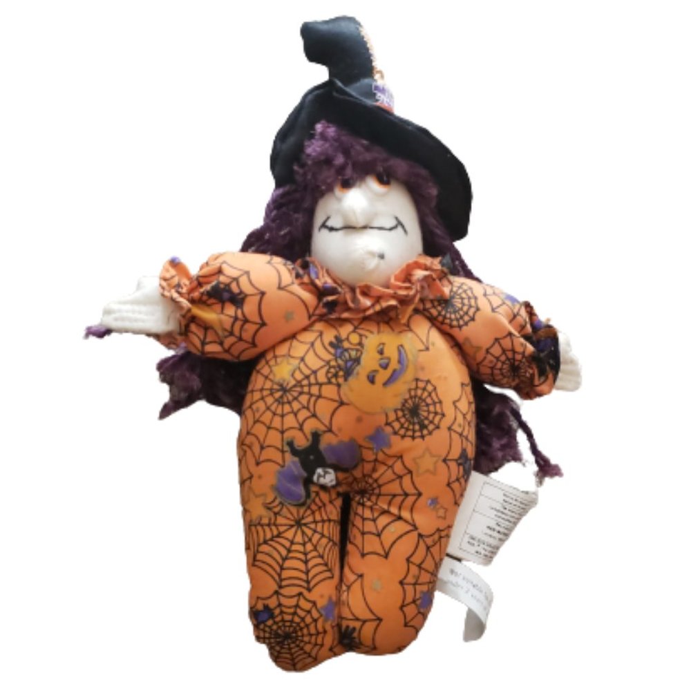 Joelson Industries 1997 11" Witch Halloween Plush Toy Vintage Orange Pre-owned